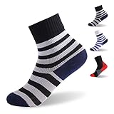 RANDY SUN Boys Ski Socks, Boys Waterproof Breathable Outdoor Skiing Golf Mid-Calf Stripe Soft Team Socks 1 Pair Black and White Size 15