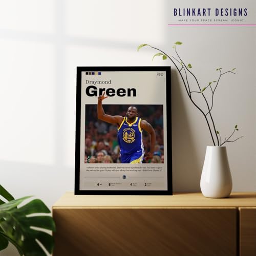 Image of BLINKART Draymond Green | Nba Basketball Player | Synthetic Wood Photo Framed Wall Hanging Poster Room & Office Bedroom Living Boys And Girl Room Home Wall Hanging | 13x10 Inches