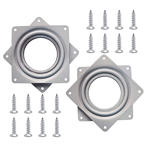 Sixfolo 2 Piezas Rodamiento Placa Giratoria Rodamientos Base Giratoria 360 Grados Cuadrada Giratoria Placa Giratoria Giratoria de Metal Cuadrada 4 '' para Muebles Giratorios,Soporte de Exhibición