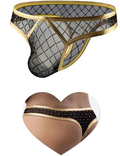 ohyeah Sheer Mesh Thong for Men Sexy Underwear Breathable Briefs Low Rise T-Back G-String Thongs Fits S-XL