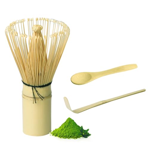 Matcha Set,Bambus Matcha Besen und Matcha Löffel 3er Set,Natural Bamboo Matcha Whisk mit Traditionelle Schaufel, Traditioneller...