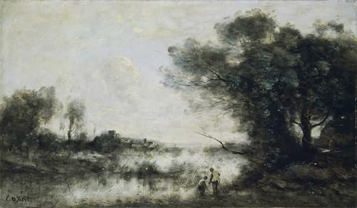 Toile l'Etang Corot Décoration Salon Moderne Grand Format 60x90 cm