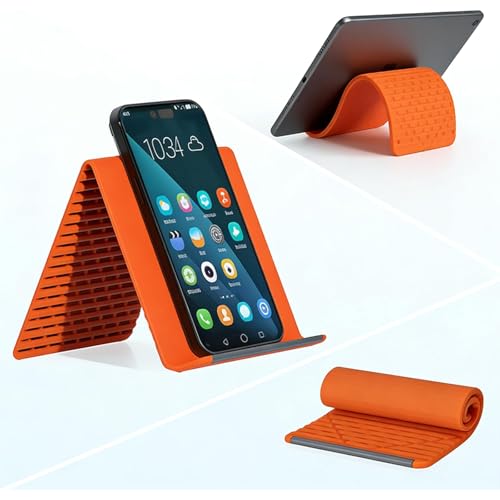 Flexible Silicone Phone Stand with Aluminum Core 360 Bendable Cell Phone Holder Pocket Size Portable Tablet Stand for Smartphones Tablets & Slim Laptops Daily Office Accessories