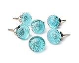 Blue Bubble Glass Knobs for Cabinets Drawers Bubble Glass Dresser Drawer Knob and Pull for Kitchen Cabinets - Set of 6
