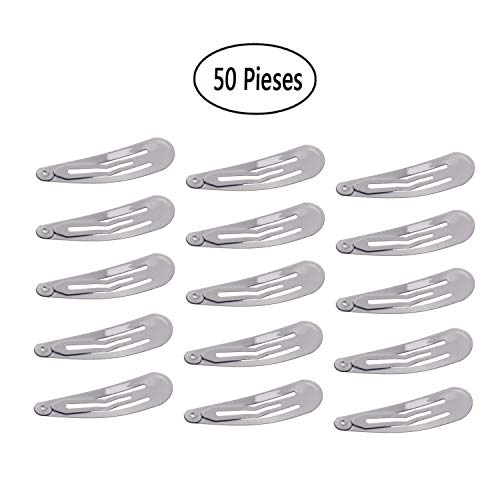 Motanar 50 Pack Of Snap Hair Clips Hair Barrettes For Kids, Girls And Women, 50 Mm (Silver) #TOP1