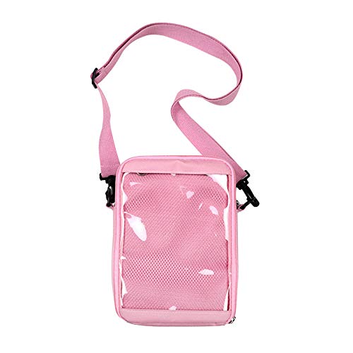 Ita Bag DIY Transparent Crossbody Anime Pins Bag Shoulder Messenger Itabag Comic Anime Satchels (Pink)