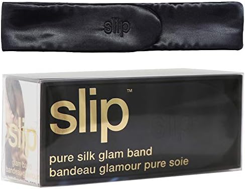 SLIP Silk Black Glam Band, One Size (19” - 25”) - Pure 22 Momme Mulberry Silk Multipurpose Makeup Headband - Comfortable, Soft + Versatile Beauty Band and Spa Headband with Adjustable Fastening