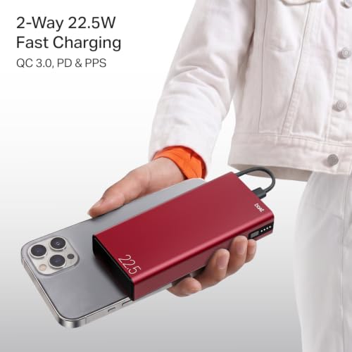 Image of boAt (2026 Launch) Energyshroom PB401 20000 mAh 22.5W Fast Charging Power Bank (4X Output Ports, Supports Android, iPhone, Tablets, Earbuds, etc.), USB Type C (Garnet Red)