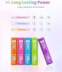 EBL AAA Rechargeable Batteries 1100mAh 10 Pack Triple A Ni-MH 1200 Cycle Long-Lasting Batteries (5 Colors in a Box)