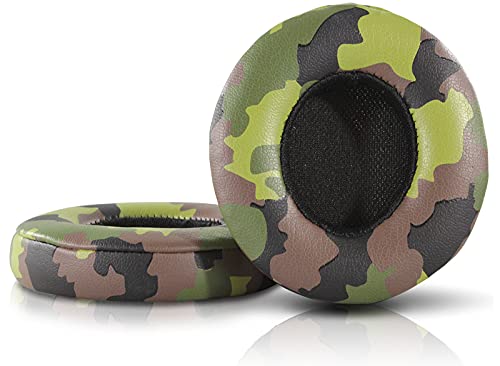 WC Extra Thick Replacement Earpads for Beats Solo 2 & 3 by Wicked Cushions - Ear Pads for Beats Solo 2 & 3 Wireless ON-Ear Headphones - Soft Leather, Luxury Memory Foam, Strong Adhesive | Green Camo