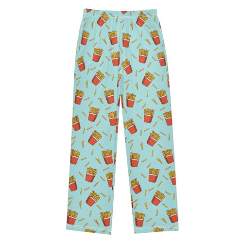 ZZXXB French Fries Print Boys Long Pants Soft Trousers Elastic Waist Kids Lounge Bottoms with Pockets S-XL