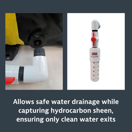 Image of Justrite HFF Berm Drain Kit, Eco-Friendly Berm Drainage, Filters Hydrocarbons, Compatible with Flexible Spill Containment Berms, Made in USA, 26485