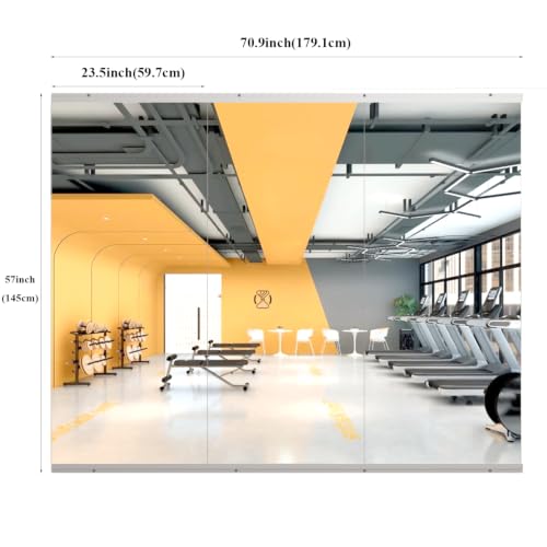 Miniatura 8 de Neuweaby Espejo Para Gimnasio Doméstico, 3piezas 144,5 X 60 Cm Espejo Grande Para Yoga, Espejos Sin Marco De Cuerpo Entero Para Fitness, Vidrio Templado, Montaje En Pared Para Estudio De Danza