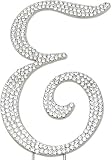 Sparkly Rhinestone E Letter Cake Topper - 4.62" Silver Colored E Monogram Letter for Birthday, Weddi