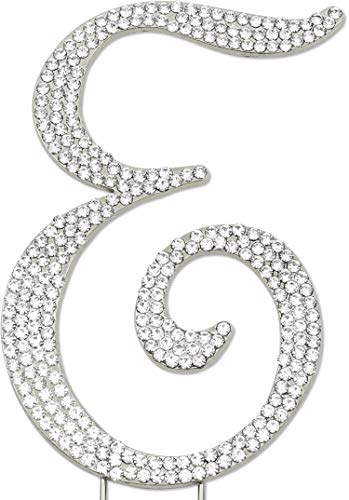 Sparkly Rhinestone E Letter Cake Topper - 4.62" Silver Colored E Monogram Letter For Birthday, Wedding, Anniversary And Personalized Cakes – Elegant Decoration For Any Occasion - Letter E #TOP1