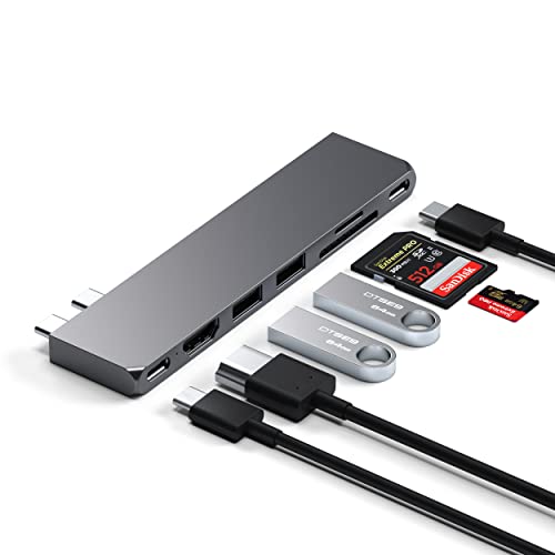 SATECHI 7-in-1 USB-C Pro Slim Multiport Hub, USB4 up to 6K@60Hz, 100W PD Charging, USB 3.2 Gen2, HDMI 4K - Image 2