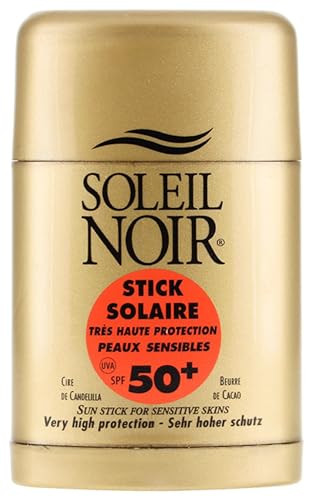 Image of Soleil Noir - Sun Stick for Sensitive Skin - SPF 50+, Very High Sun Protection - Nourishes, Moisturizes, Protects Face and Body - Made in France - 10g