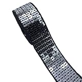Lauthen.S 20 Yards Paillette Sequins Trim,4 Row 1 inch Sequins Ribbon Sewing Trim for DIY Craft Clothing Dress Sewing Embellishment Black