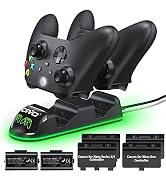 OIVO Xbox Controller Ladestation mit 2-Packs Wiederaufladbaren Akku für Xbox One/Xbox Series X/S,...