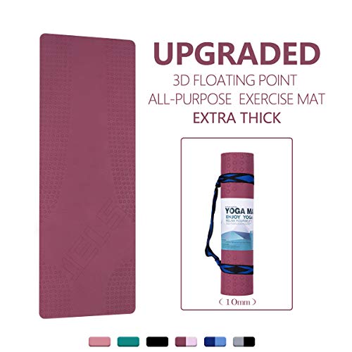Jels Extra Thick Yoga Mat, 2/5 Inch, Ergonomic 3D Non Slip Design, Sgs Certified Tpe Material, Yoga Mat For Men Women With Carrying Strap,Exercises Mat For Yoga, Pilates And Floor Workout(72"X26") #TOP4