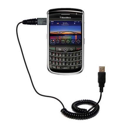 Gomadic USB Charging Data Coiled Cable for The BlackBerry Tour 2 Will Charge and Data sync with one Unique TipExchange Enabled Cable