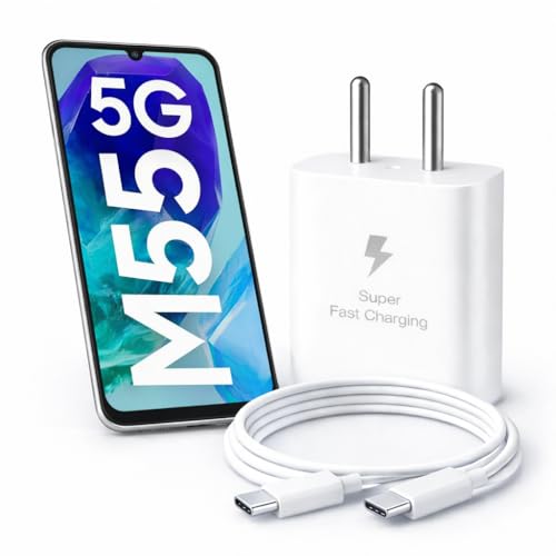 Image of 25W Charger for Samsung Galaxy M55 with Type-C to C Cable | Super Fast Charging PD Adapter for Galaxy S26 /S25 Ultra, S24 FE, M17e /A36 /A16, M15 /M17 /M55 5G, F17 /F70e /Z Fold & S /A /M /F /Z Series Phones