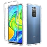 ISOI Cover per Xiaomi Redmi Note 9, Custodia Trasparente Doppia Integrata, 360 Gradi Full Body Protezione, Silicone TPU Anteriore e PC Indietro Bumper Rugged Antiurto