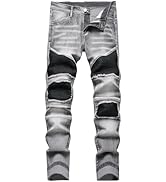 XIMXIMMTIAN Mens Slim Fit Jeans Stretch Ripped Biker Jeans for Men,Fashion Straight Comfort Flex ...