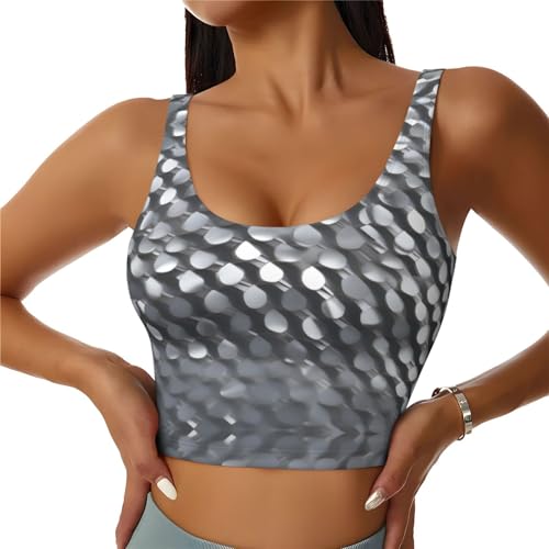 Chaleco para yoga de mujer HYTTER sin mangas y estampado de escamas plateado