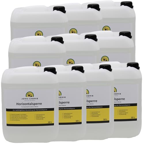 Horizontalsperre (10x10L) Verkieselung Trockene Wand Kellerabdichtung Bohrloch Injektion für dauerhaft Trockene Wände (100l)