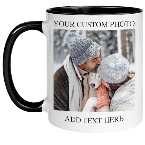 Custom Mug - Personalized Coffee Mug with Photo Text Logo | Taza Personalizada 11oz Both Sides Print...