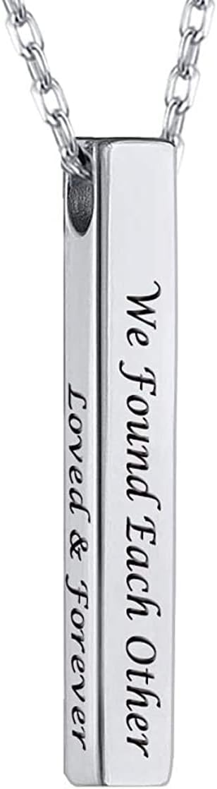 Yoke Style Personalized Bar Necklace, Engraved Custom Name Necklace Charm Pendant Jewelry Gift for Women