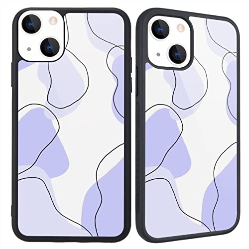Coque iPhone 13 Pro Max violet sauge avec motif abstrait esthétique pour femmes