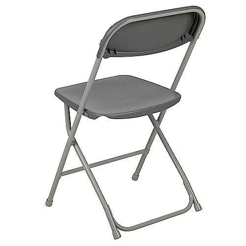 Image of Flash Furniture Hercules Series Plastic Folding Chair - Grey - 2 Pack 650LB Weight Capacity Comfortable Event Chair-Lightweight Folding Chair