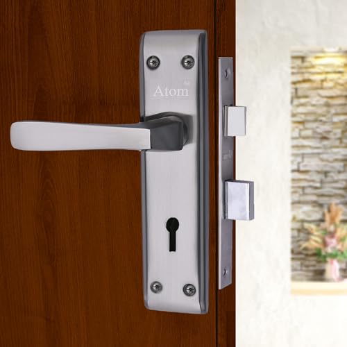 Image of Atom Heavy Duty Mortise Door Lock for Bedroom, Living Room, Main Door, Black Silver Finish | 3 Keys | 6 Lever Double Stage Lockset for House Hotel Office(1002KY)
