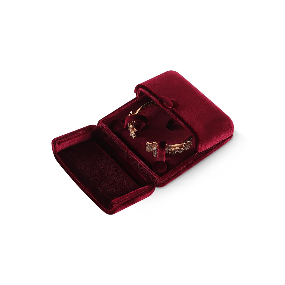 Dansmiy Resilient Velvet Bracelet Bangle Storage Display Box For Women Anniversary, Jewelry Organizer Small Case (Red, Bracelet Box)