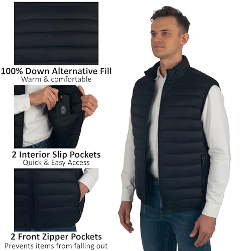 Alpine Swiss Clark Mens Puffer Vest Down Alternative Water Resistant Packable Outerwear Zip Up Pockets Warm Versatile Layer2
