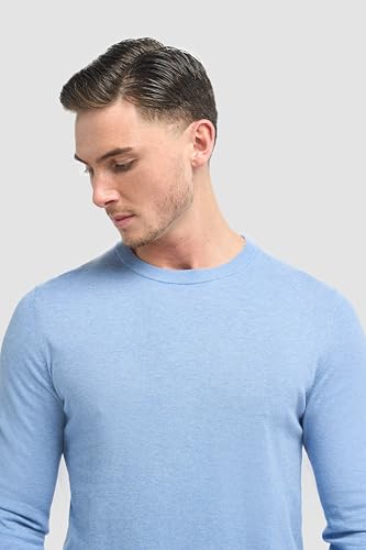 Pull ras du cou en tricot de coton pour hommes coupe ajustée décontracté