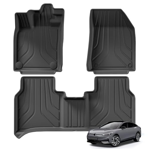 Compatible with VW ID.7 ID7 TPE 3D Floor Mats Cargo Liner Trunk Backrest Pad All Weather WP Black Left Rudder(LHD 3PCS)