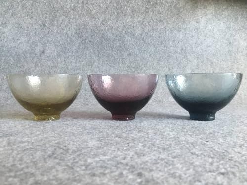 スガハラ sghr 飯碗 ライスボウル タン インディゴブルー ワインレッド 3点 ガラス