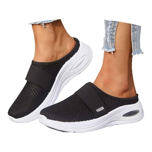 Generisch Orthopädische Schuhe Damen Luftkissen Hausschuhe Hinten Offen Diabetiker Wanderschuhe Mesh Atmungsaktiv Sandals Air Cushion Slip On Walking Shoes Outdoor-Walkingschuhe Mode