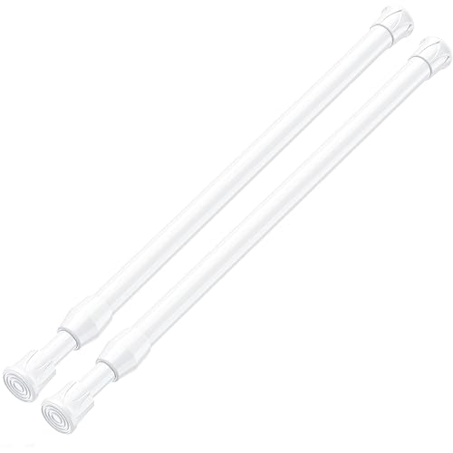 2pcs small Tension Rod 12 to 19 Inch, white Tension Rod Adjustable tension curtain rod No Drill Spring Rod short curtain rod Spring tension Rod mini tension rods spring curtain rod