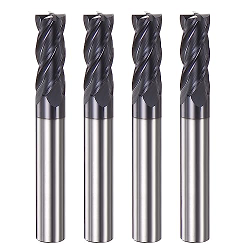 Image of HARFINGTON 4pcs Square End Mills 5 /16 inch Cutting Dia HRC 60 4 Flutes AlTiN Coating Tungsten Steel Carbide Mill Bit for Hardened Steels