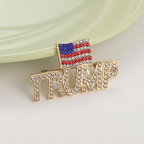 Crystal Trump Brooch with The USA Flag Word Brooch Pin Souvenir for United States of 2025 Presidential Election3