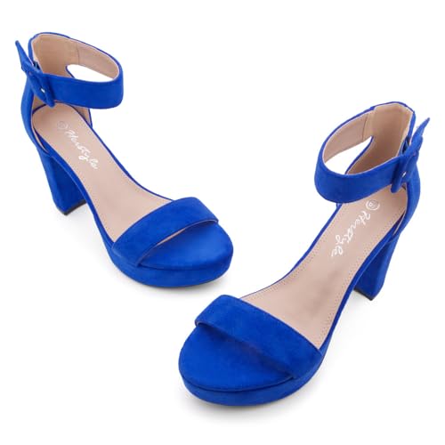 Image of Herstyle Women's Chunky Platform Heels - 4 Inch Block Heeled Sandals, Open Toe Dressy Strappy Heels with Ankle Strap for Wedding, Prom, Party & Graduation