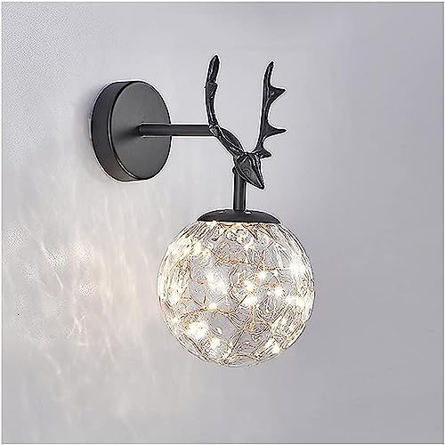 Luz de pared estrellada dorada y aplique LED negro para decoración de cabecera de cama