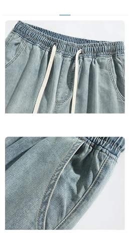 Men's Loose Jeans Wide Leg Drawstring Straight Vintage Wash Denim Pants Streetwear Trousers2