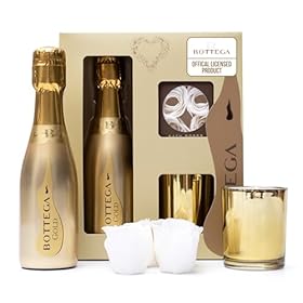 Bottega Gold Prosecco Gift Set - Bottega Gold DOC 200ml, 11% ABV, Scented Candle & Luxury Bath Roses, Pamper Gifts For Women - Alcohol Gift Sets for Ladies, New Mum Gifts, Christmas – BEAMS INTERNATIONAL