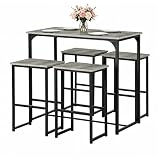 Songvas Conjunto Mesa Alta de Cocina con 4 Taburetes, Mesa Comedor con Sillas...