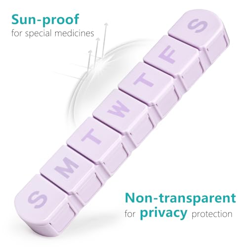 Image of Extra Large Weekly Pill Box Organizer 7 Day, MOLN HYMY 1 Week Jumbo Pill Dispenser Case One Time a Day, Daily Med Container to Hold Vitamin and Supplement (Purple)